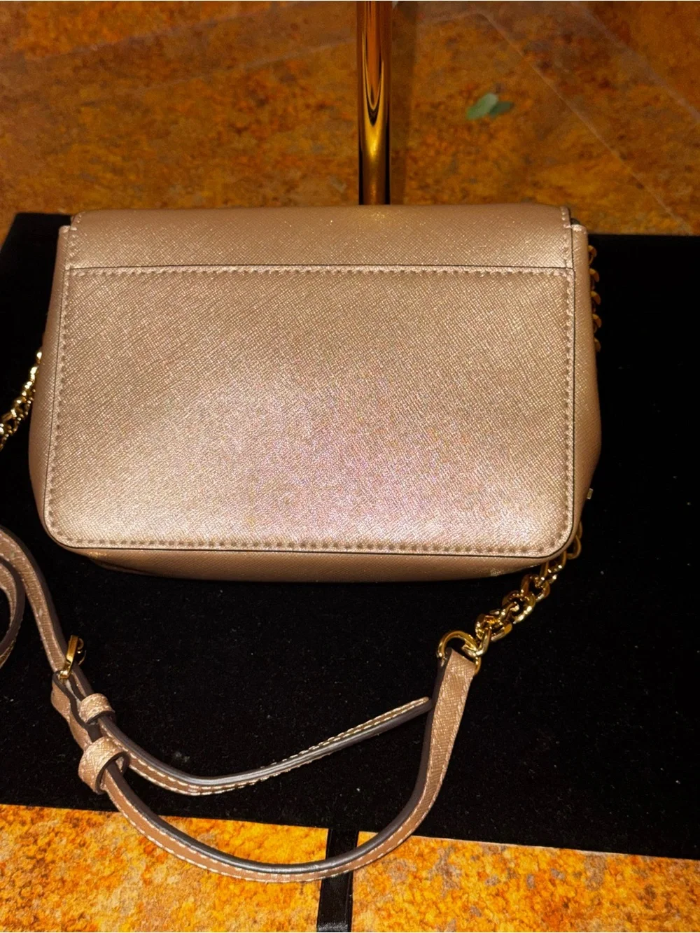 Michael Kors Tina Small Metallic Leather Clutch Crossbody